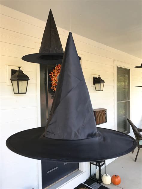 How to hang witches hats from porch ceiling